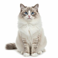 Elegant Long-Haired Cat with Tabby Markings in a Graceful Moment