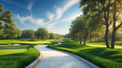 Concrete pathway in a golf course