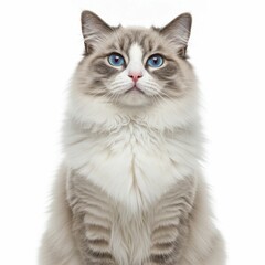 Stunning Long-Haired Cat with Blue Eyes in a Minimalist Frame
