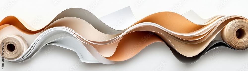 Poster creative paper waves displaying various textures studio environment abstract art concept