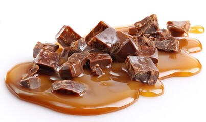 Chocolate Caramel Squares on White Background