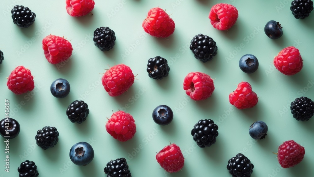 Poster bright and colorful wild berries design for background with fruit patterns