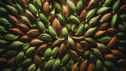 Obraz premium Close-up of green cardamom seeds on a white background