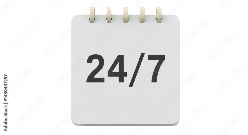 Poster isolated calendar icon with 24/7 text