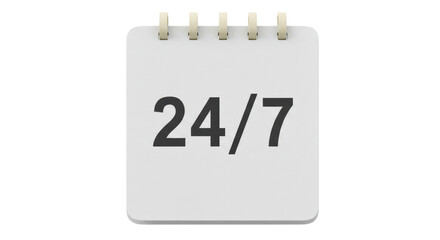 Isolated Calendar Icon with 24/7 Text