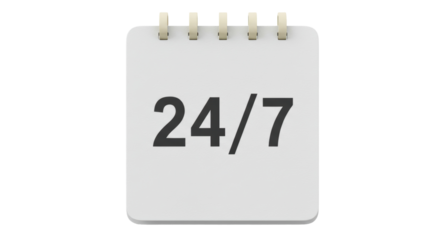 Isolated Calendar Icon with 24/7 Text