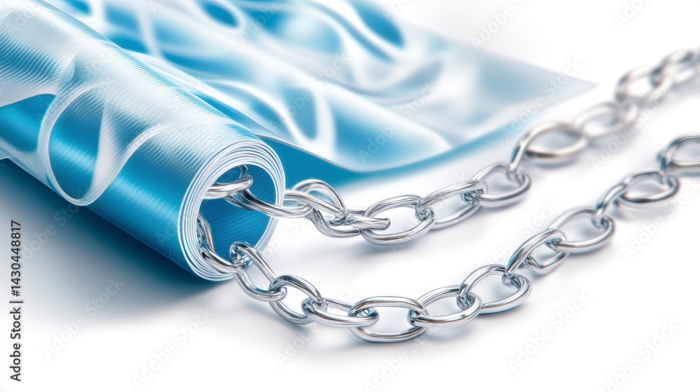 Poster Connecting chains and textures abstract art display studio environment contemporary design close-up view