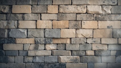 Obraz premium Expansive majestic ancient castle stone wall with panoramic background and space for design