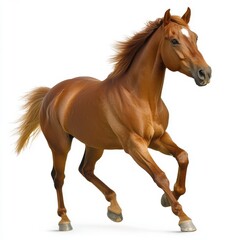 Obraz premium A chestnut horse galloping isoleted on white background