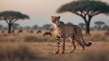 Naklejka premium Stunning wild African cheetah in natural habitat