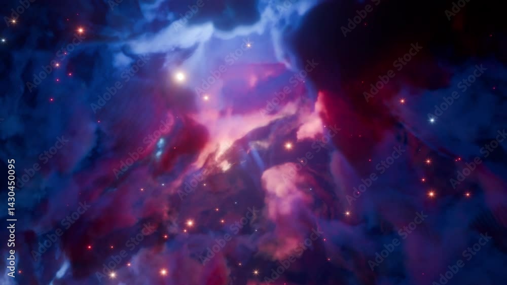 Canvas Prints 3d animation of radiant nebula with shimmering cosmic particles