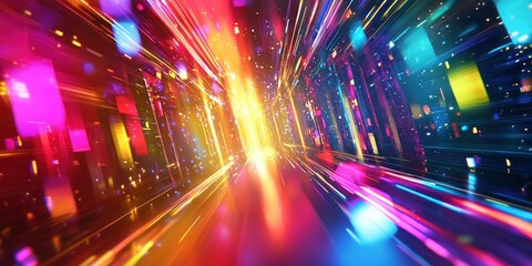 Fototapeta premium A digital, sci-fi-inspired background with refracted rainbow light effects
