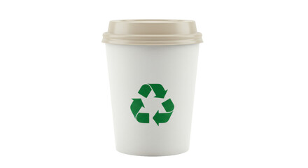 Isolated Recycle Coffee Cup with Eco Symbol