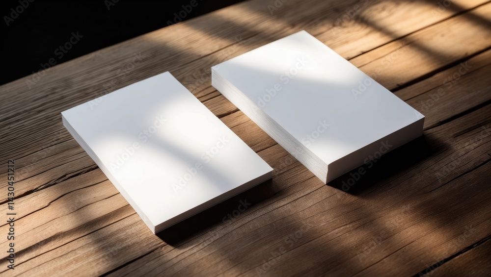 Poster white business card placed on table with blank portrait a4 brochure magazine isolated on table with 