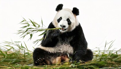 Obraz premium giant panda eating bamboo