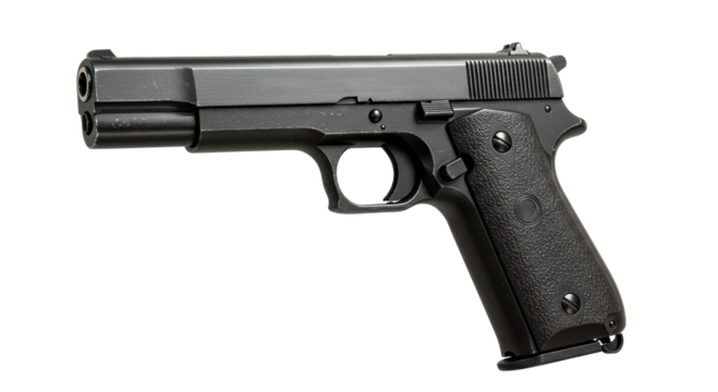 Isolated Detailed Black Pistol Firearm Weapon Gun