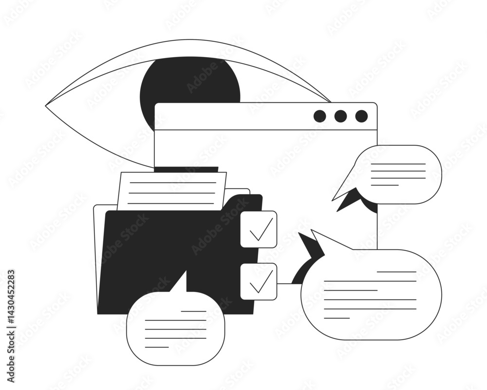 Poster web content and communication oversight line onboarding ui illustration. task management. business s