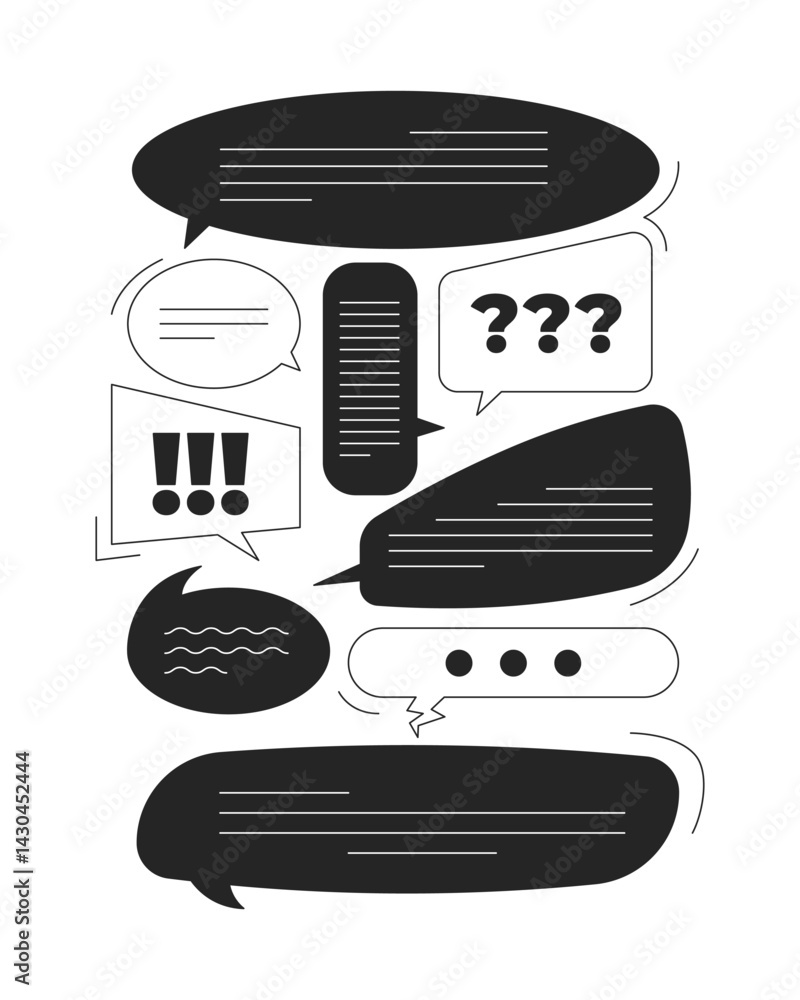 Poster online discussion chat bubbles line onboarding ui illustration. digital communication. forum comment