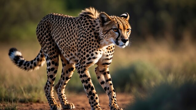 Male cheetah preparing to hunt in national park - Powered by Adobe