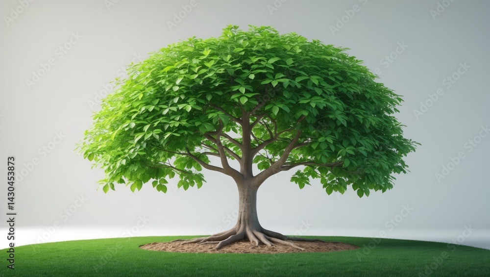 Poster White isolated tree with clipping paths for garden design featuring oak in summer