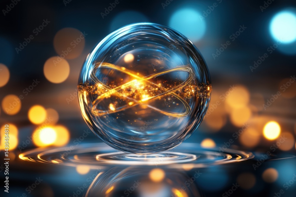 Poster A glass sphere with glowing patterns and soft reflections creates an enchanting effect
