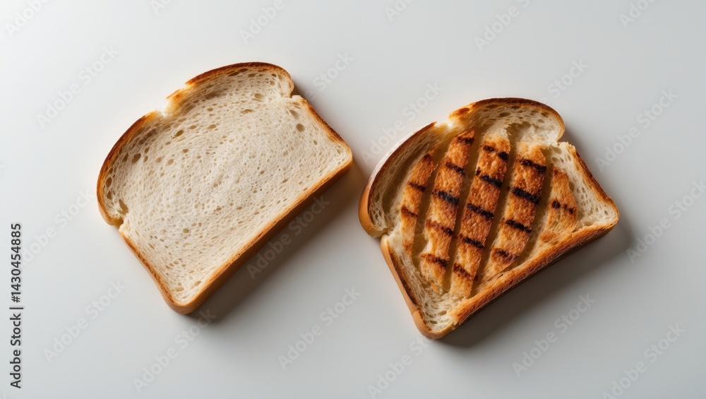 Poster grilled toast bread on white background with clipping path