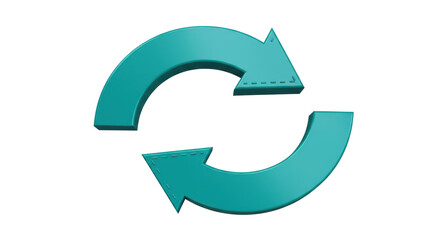 Isolated Turquoise Rotating Arrows Symbolizing Refresh or Reload