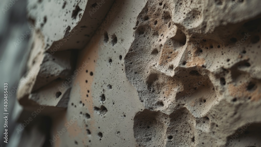 Aufkleber Close-up of a uniquely textured concrete surface highlighting intricate details and modern design elements