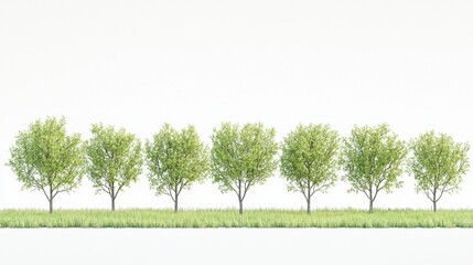 Obraz premium Lush green trees lined up in a serene landscape during the day with clear skies above
