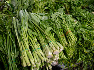 Fototapeta premium Stall of organic vegetables in Thai local market.