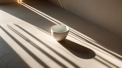Water Bottle Shadows and Rainbow Reflections Against an Abstract Background with Light Lines