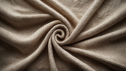 Close-up of woven natural brown fabric with textured surface