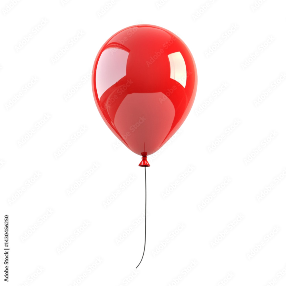 Poster red balloon floating against a striped background a simple image