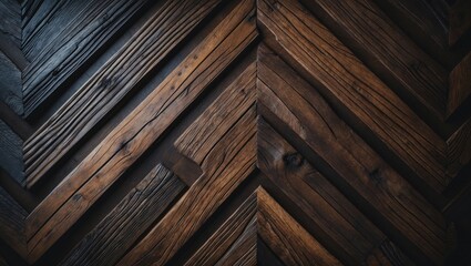 Abstract wooden background with chevron pattern showcasing natural textures and aged timber surface.