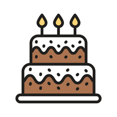 Download this latest outline icon of cake with burning candles
