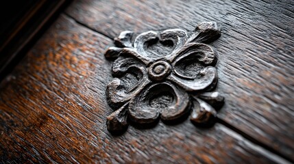 Intricate wooden carving showcases skillful craftsmanship and timeless beauty in an antique furniture piece