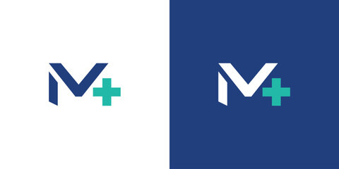 Simple and modern M combination health logo design
