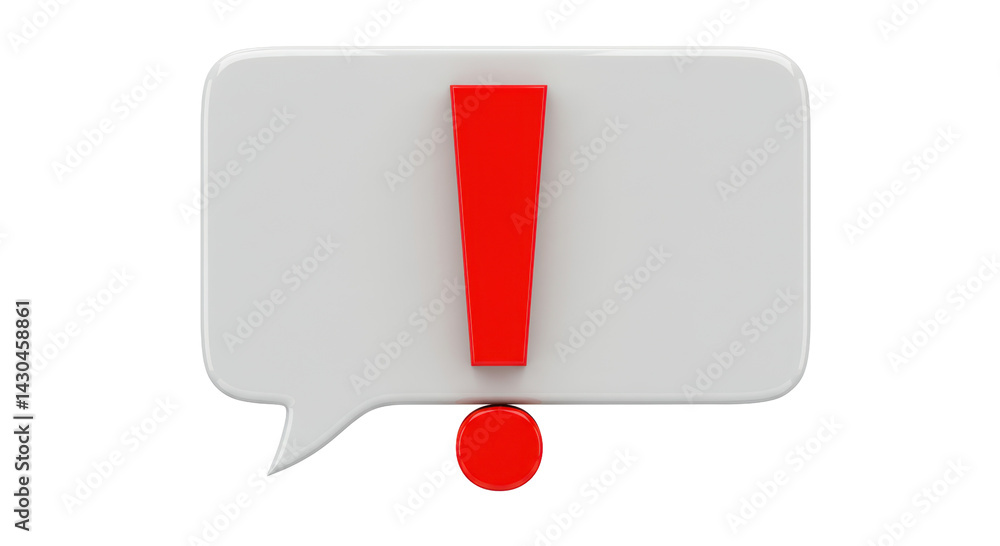 Poster isolated exclamation mark inside message bubble