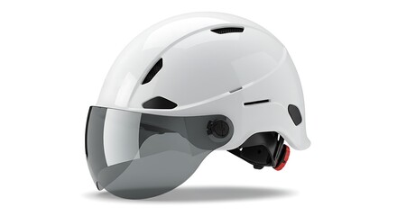 Fototapeta premium White Helmet with Visor for Safe Cycling
