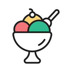 A well designed outline icon showing sundae bowl