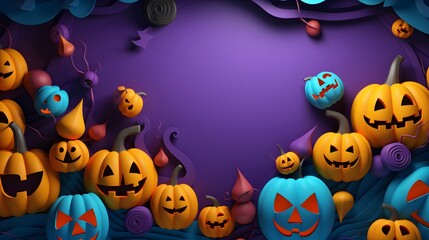 Obraz premium Decorative 3D Halloween Pumpkins for Seasonal Graphics