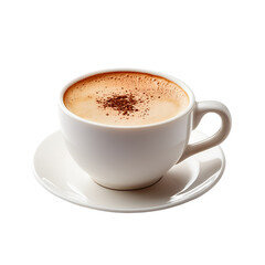 Creamy Cappuccino in White Cup on Saucer