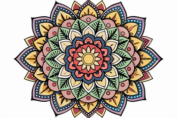 This ornate round ornament features a seamless ornamental round lace pattern with floral mandala design elements in a vintage, decorative circle