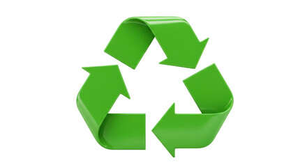 Isolated Glossy Green Recycling Symbol with Arrows
