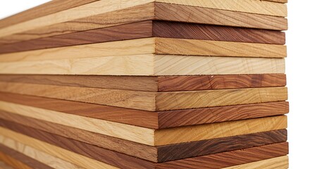Stack of Wood Pieces on White Background