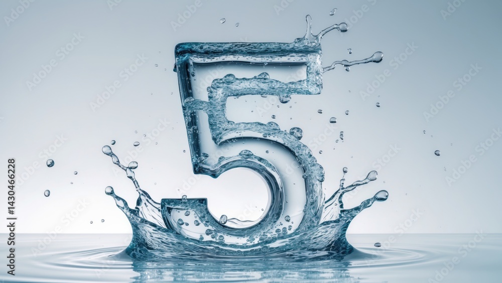 Poster number 5 created with water splashes on an isolated background