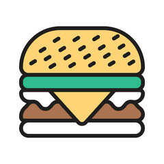 An editable line icon of burger serving