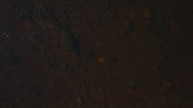 Ballinode, County Monaghan, Ireland, April 2023. Drone pullback, close-up of cascading water in slow motion over mossy weir at Ballinode Millwheel.