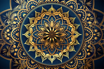 Antique golden seamless pattern design with floral mosaic art decoration