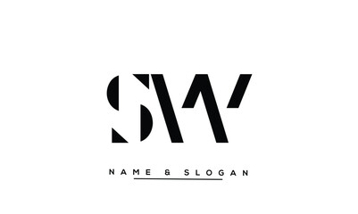 SW, WS Abstract Letters Logo Monogram